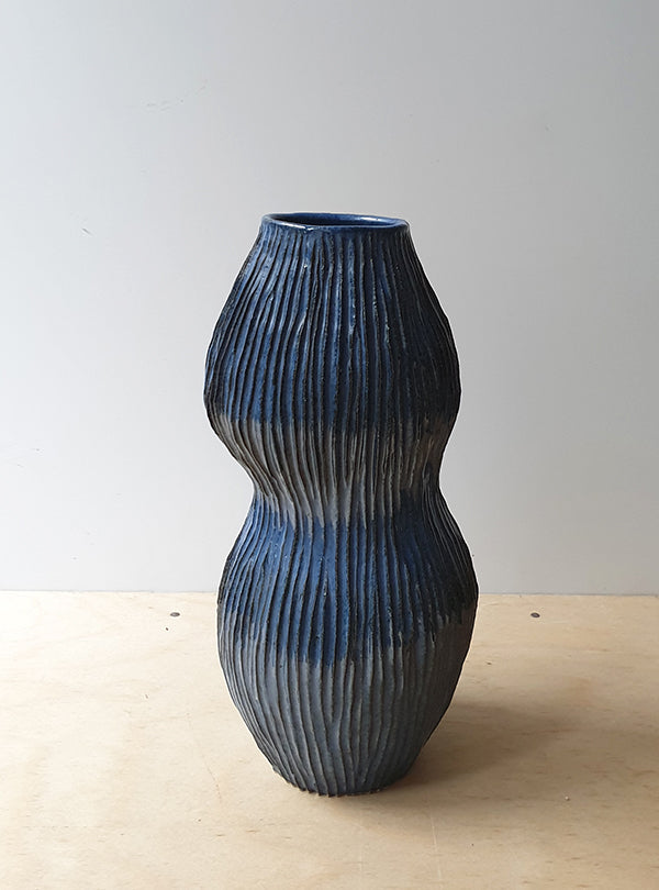 Carved Vase - blue
