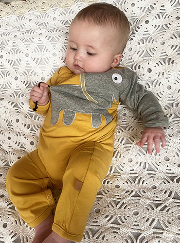 Baby Elephant onesie - Vintage Yellow