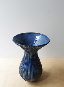 Tall hand built blue vase - SOLD